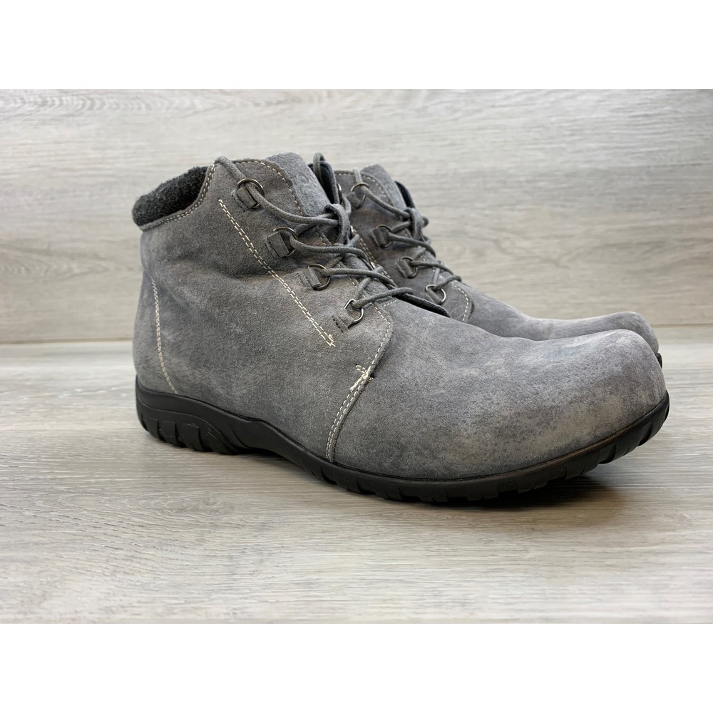Propet Women's Grey Suede Ankle Boots Lace Up Side Zip 9W Comfort Shoes